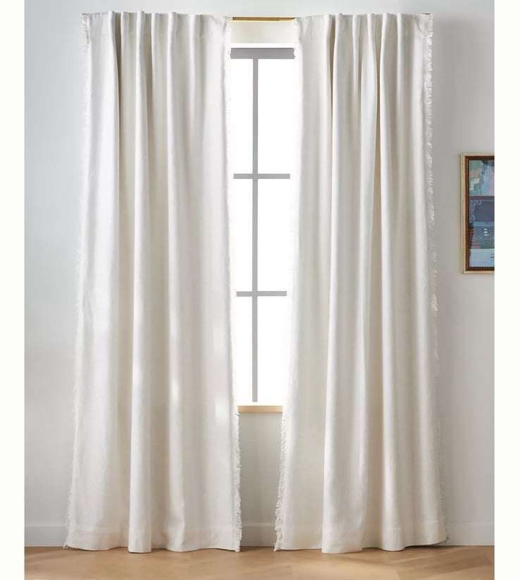 New Anthropologie Luxe Linen Blend Blackout Curtain Window Panel White 50x84