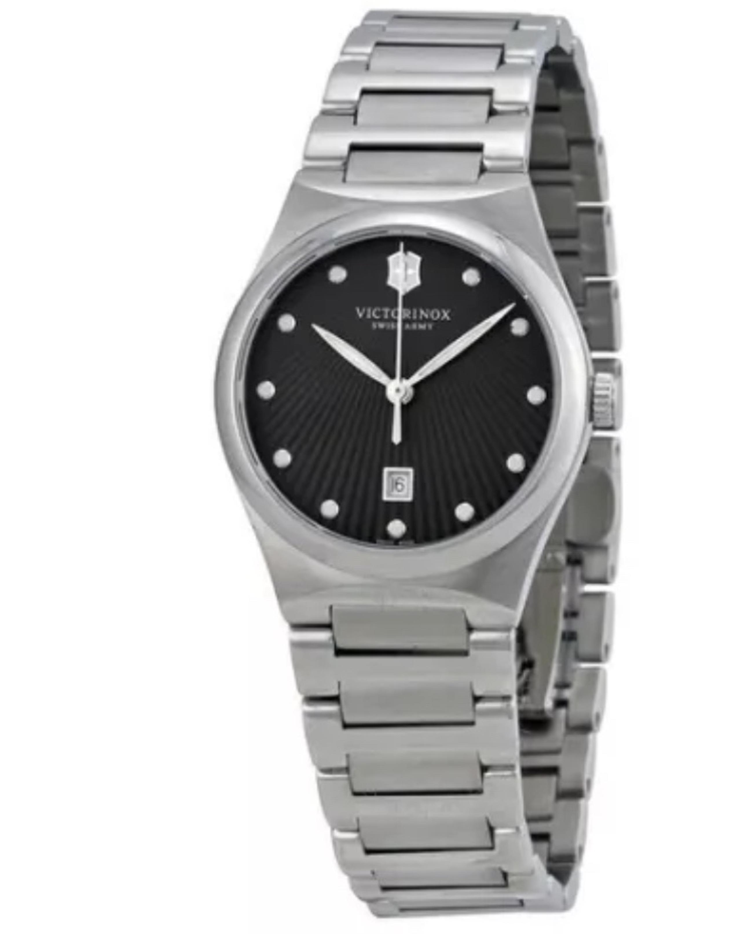 Victorinox  Victoria Silver Tone Black Date Dial Women's Swiss Made Watch