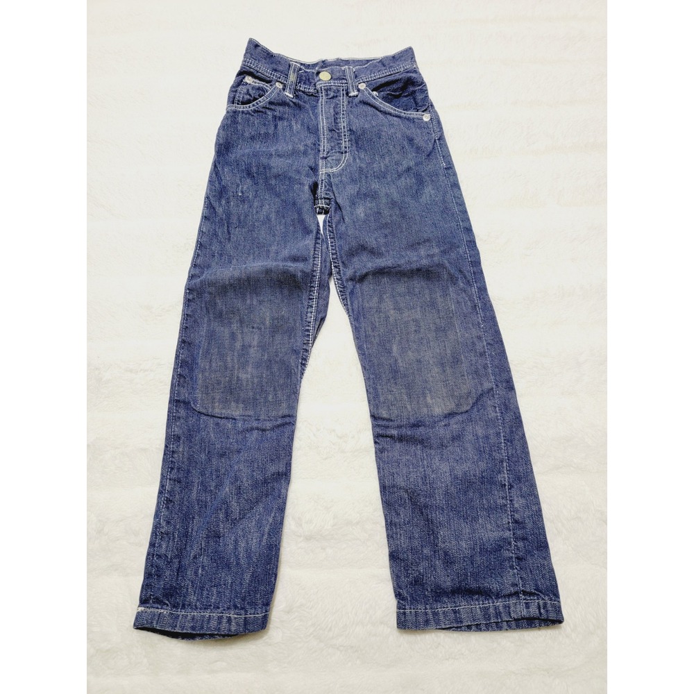 Vintage 50s Farah Of Texas Gold Strikes Knees Patch Cowboy USA Jeans Kids Sz 5