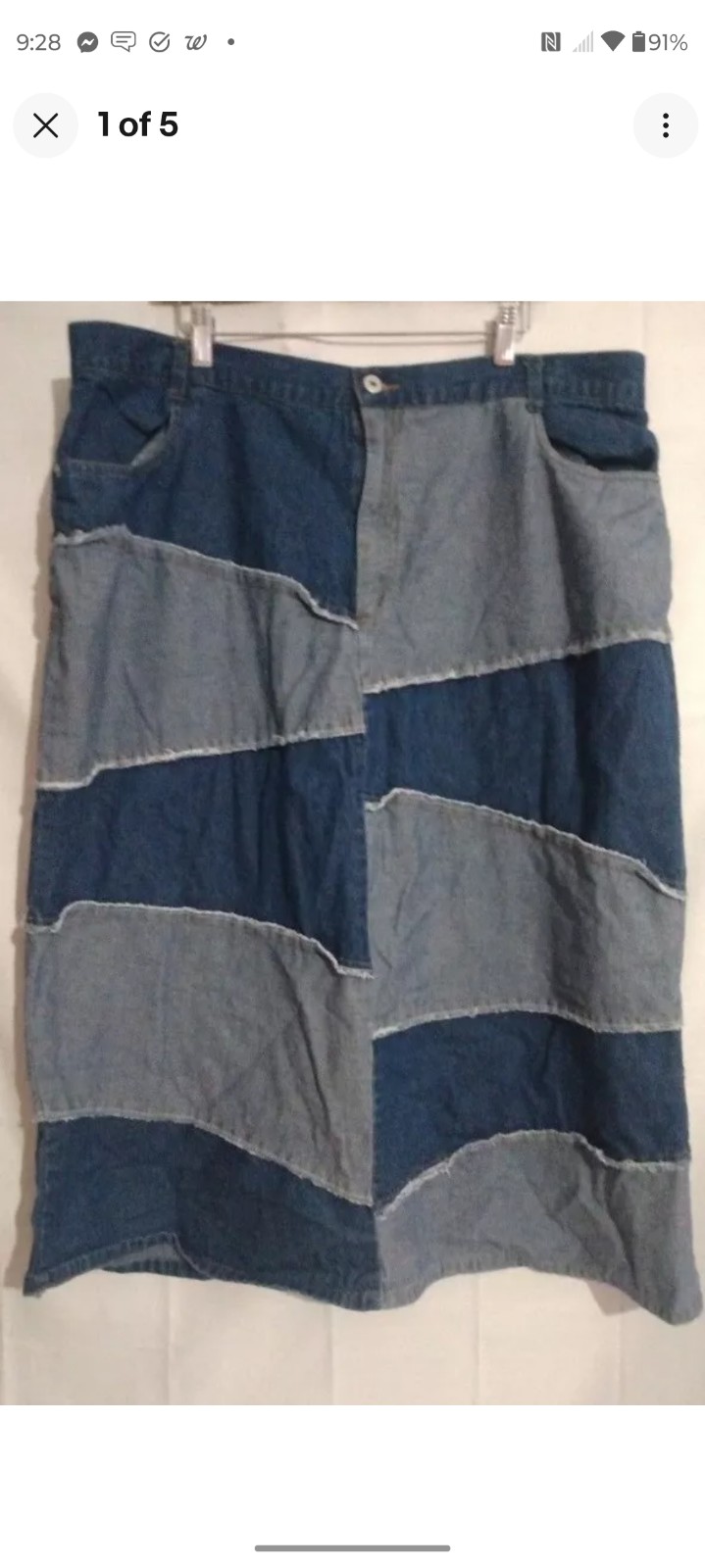 Rare Hippie BOHO Patchwork Quilt Denim Me And You Straight Pencil Jean Skirt