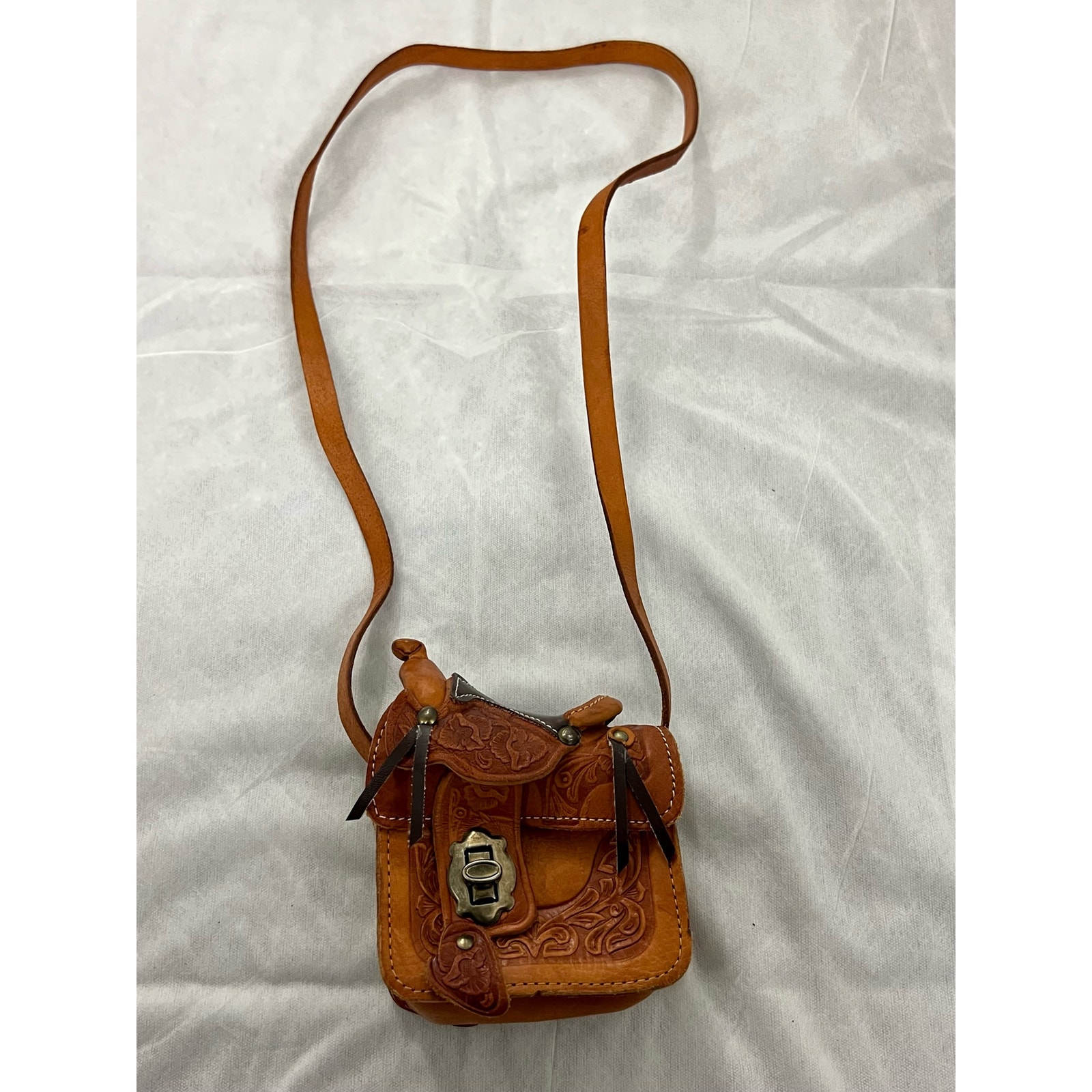 Vintage Leather Mini Saddle Bag