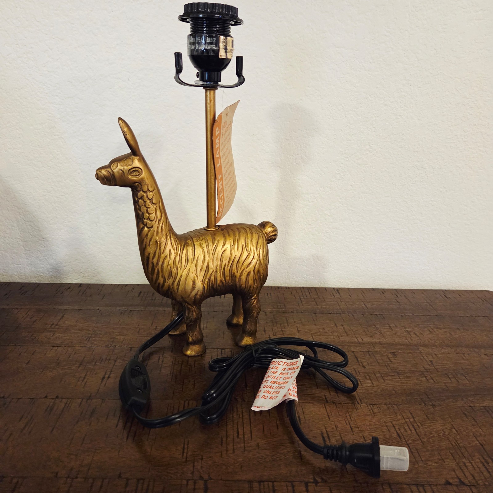 Llama Figurine Accent Table Lamp Gold Matte Tone Metal