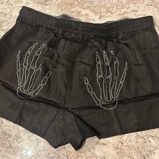 VS PINK Pajama Shorts Halloween Skeleton LARGE NWT