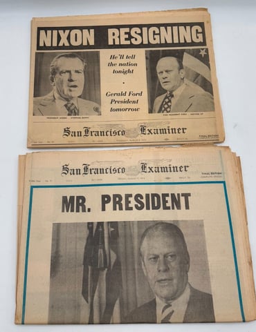 San Francisco Examiner Issues 50 51 Nixon Resigning President Ford Speech 1974