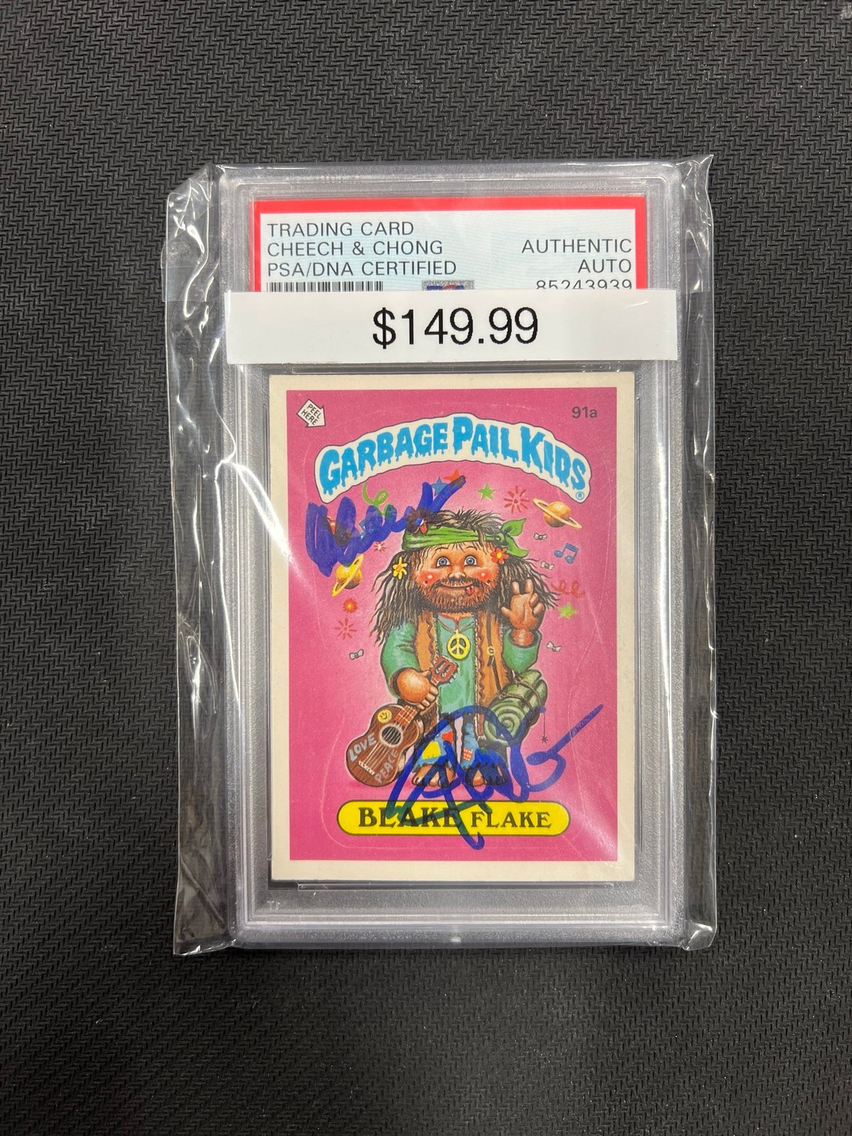Cheech & Chong Autographed Garbage Pail Kids Blake Flake PSA Authenticated Slab