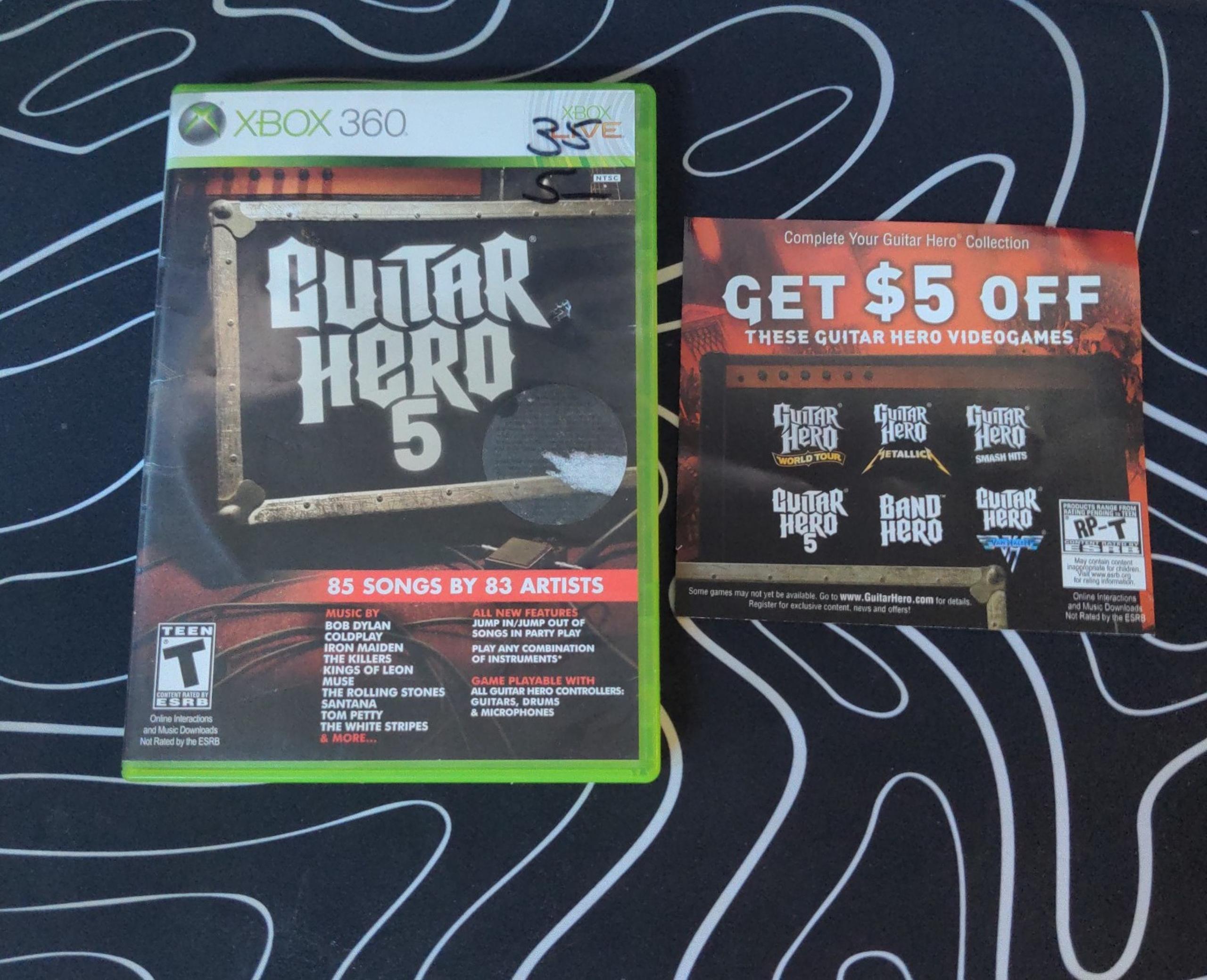 Guitar Hero 5 (Microsoft Xbox 360, 2009) Complete