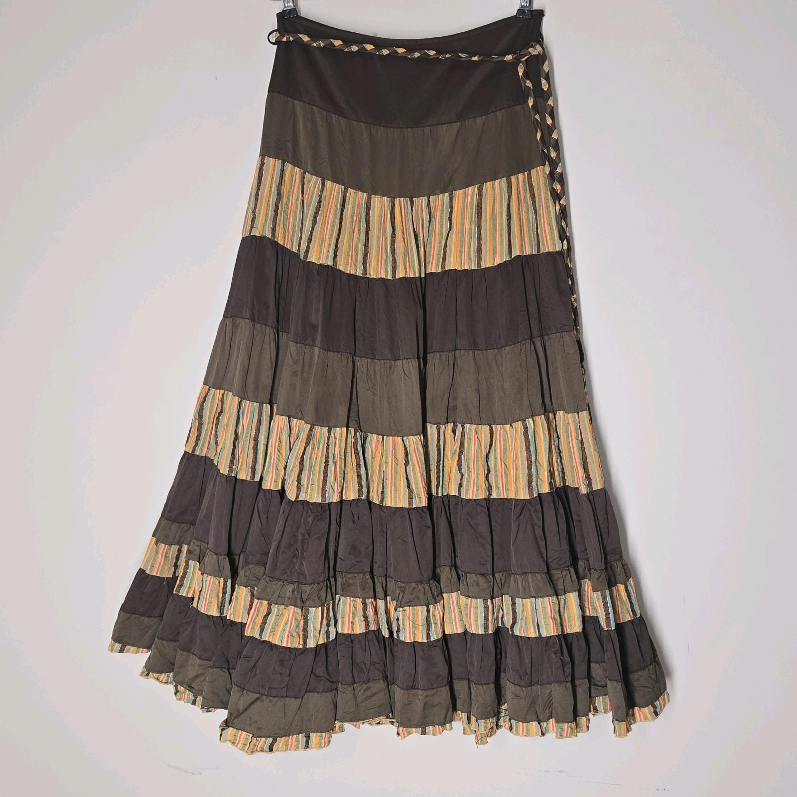 Lapis Anthropologie Womens Tiered Cottagecore Maxi Skirt Size S Boho Peasant