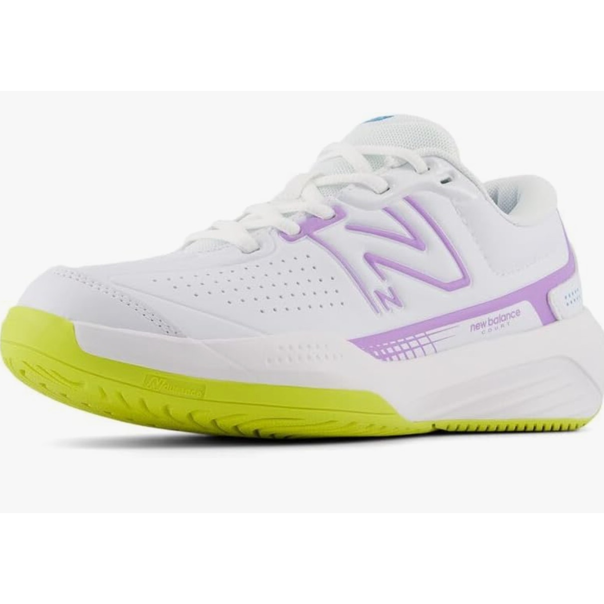 New Balance Women's 696 V5 Hard Court Tennis Shoe, White/Black, 8.5