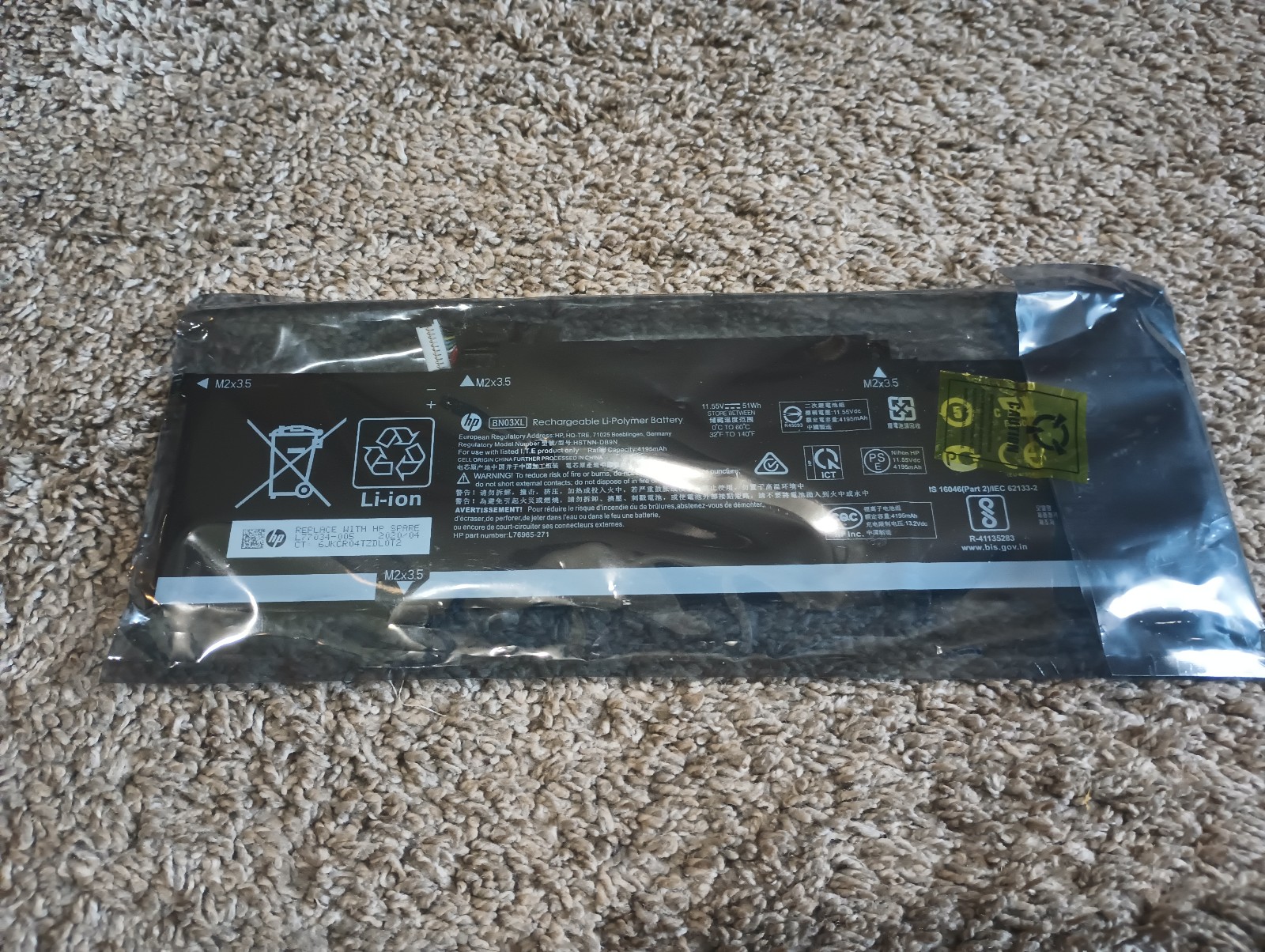 New Genuine HP ENVY 13-ba BN03XL 3C 51Wh 11.55V M2x3.5 Battery L77034-005