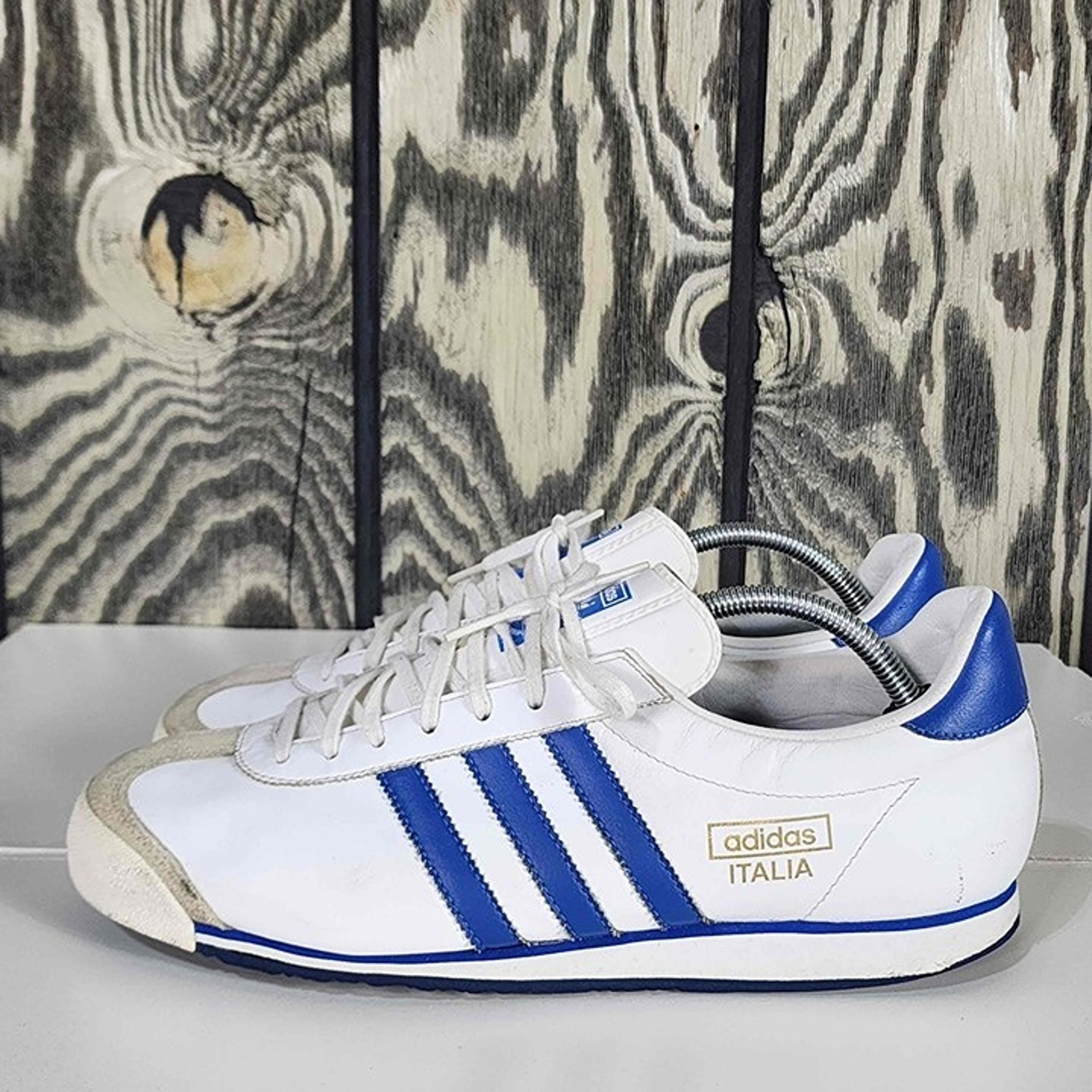 Adidas White Blue Stripes Italia Lace-Up Sneakers US 11