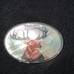 Belt Buckle - Buck - Etched in Mother of Pearl - Metal Backing