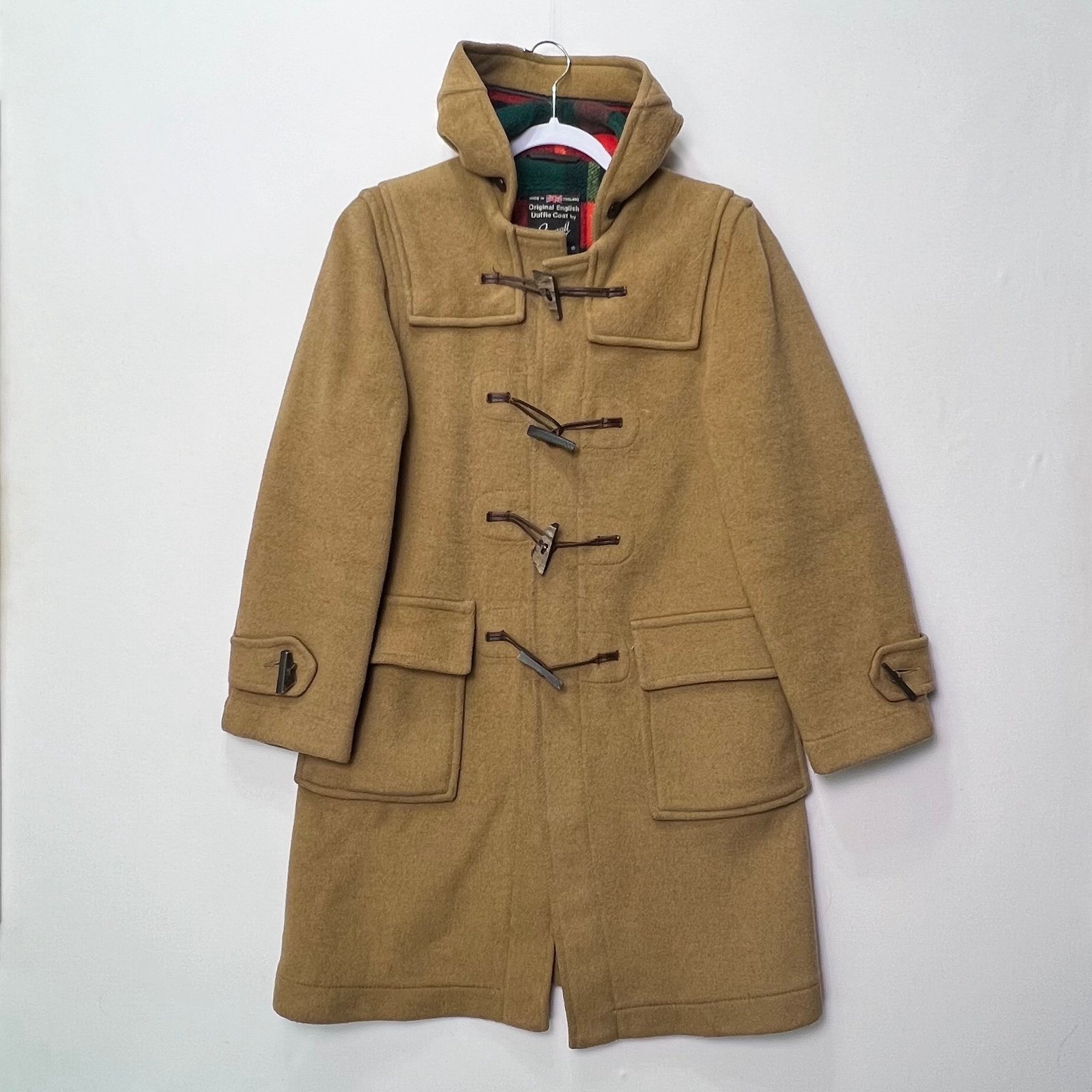 Vintage Gloverall Original Wool Duffle Winter Coat with Hood Camel Womens 10