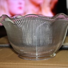 Clear Lead Glass Basket cut ridged Edge Floor Light Shade Globe 1930-1940