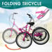 MOONCOOL Pink Adult Folding Tricycle 7 Speed 20/24/26 Inch Adult Tricycle