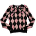Victor Costa Occasion Embellished Harlequin Cardigan - Black/Pink - XS
