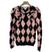 Victor Costa Occasion Embellished Harlequin Cardigan - Black/Pink - XS