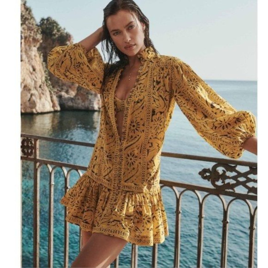 Brand New. Zimmermann yellow printed dress AU2 US 8