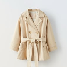 Zara toddler girls Quilted Belted Trench 4/5T