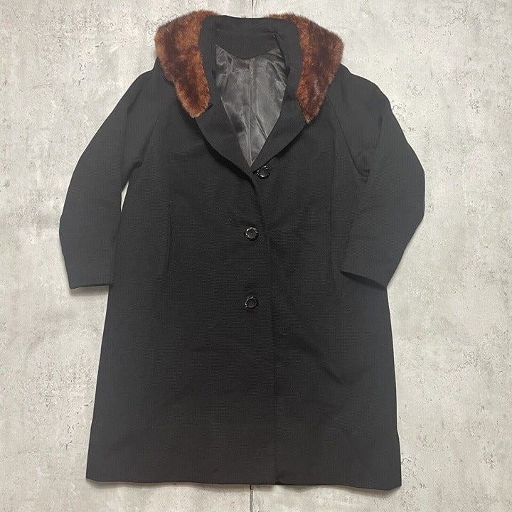Vintage 1920's Gloria Gay Black Mink Trimmed Collar Coat AFLCIO Workers Union