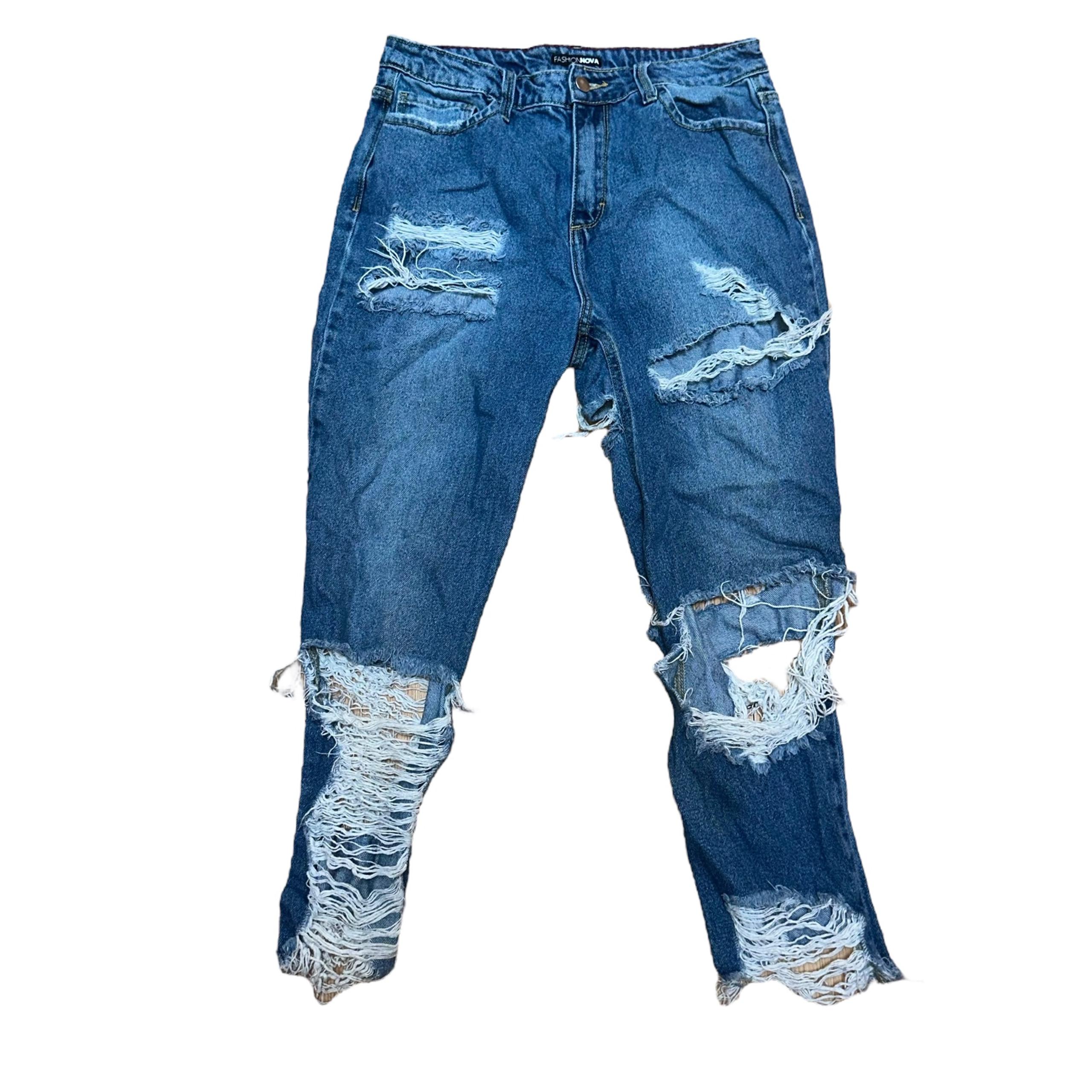 Fashion Nova super destroyed boyfriend jeans