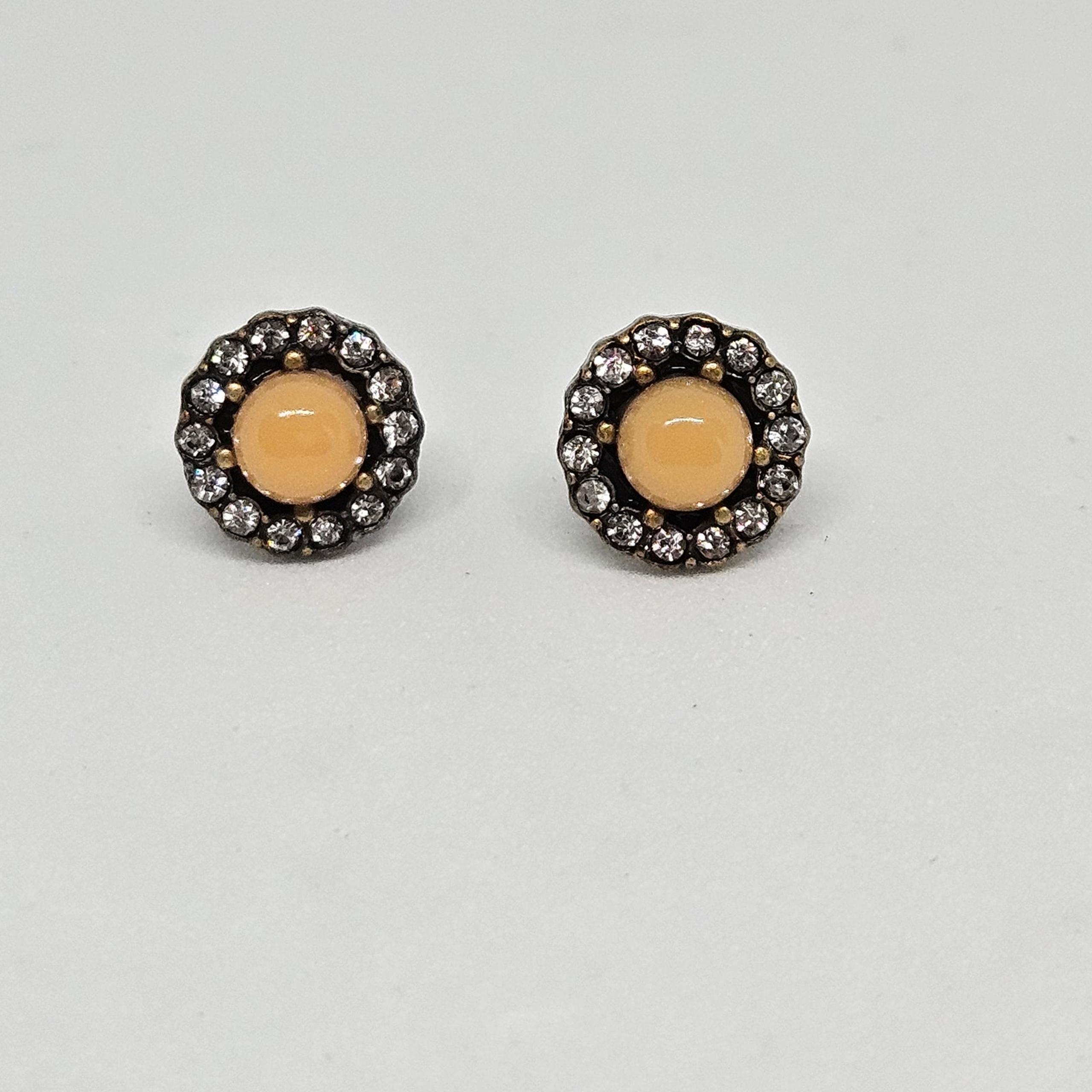 Chloe + Isabel Morningtide Stud Earrings E196 Antique Brass-Plated Pink Crystal