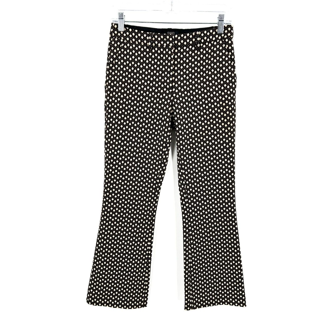 SEVENTY SERGIO SEGON Black Brown Design Flare Ankle Trouser Pants Size EU 38