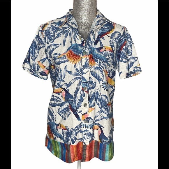 FARM Rio Tropical Bird Button Down Shirt Top XS