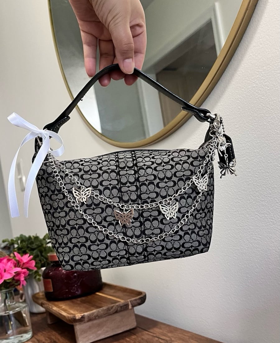 Coach Black Canva Signature Mini Y2K Purse/Shoulder Bag