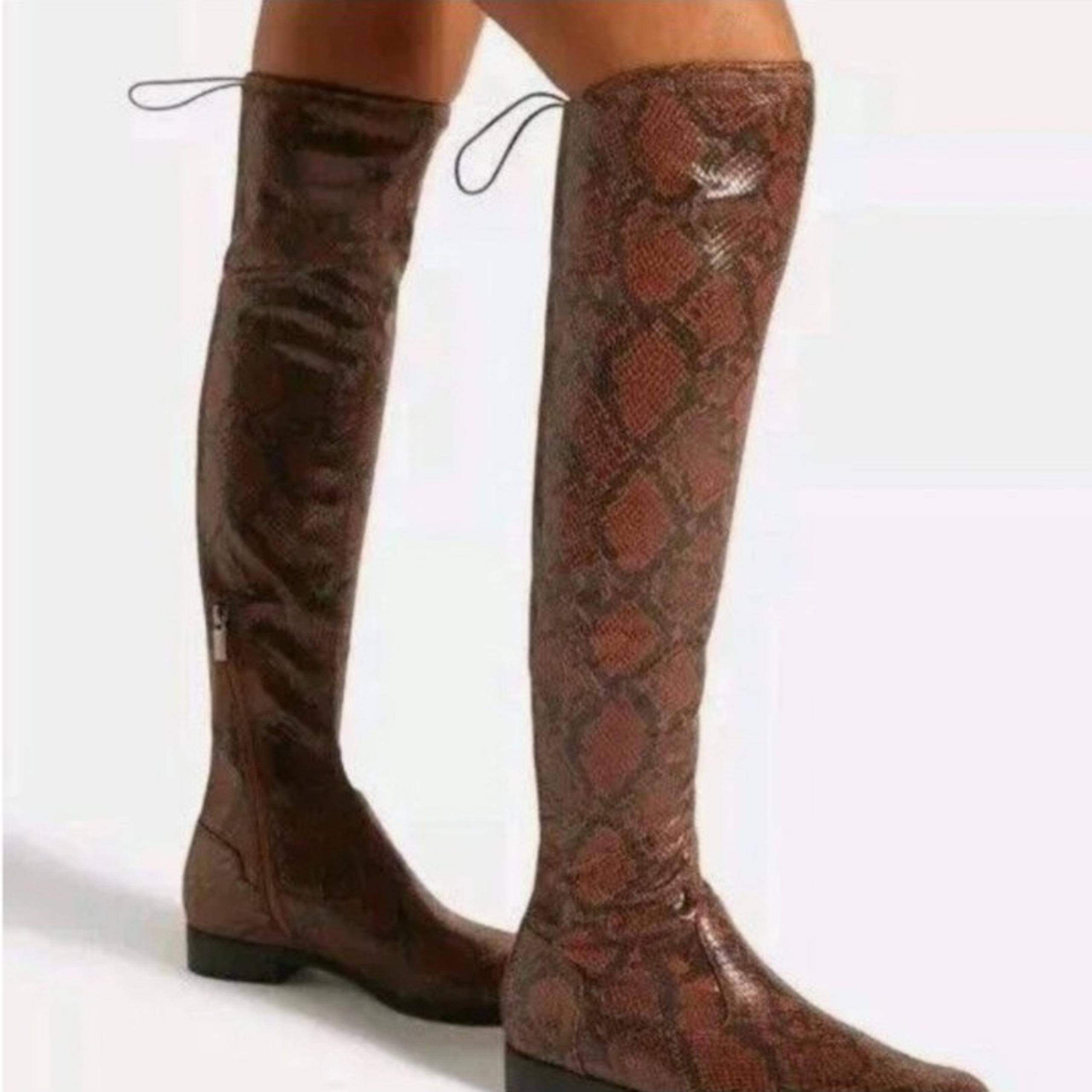 Brown Snake Print Boots size 8