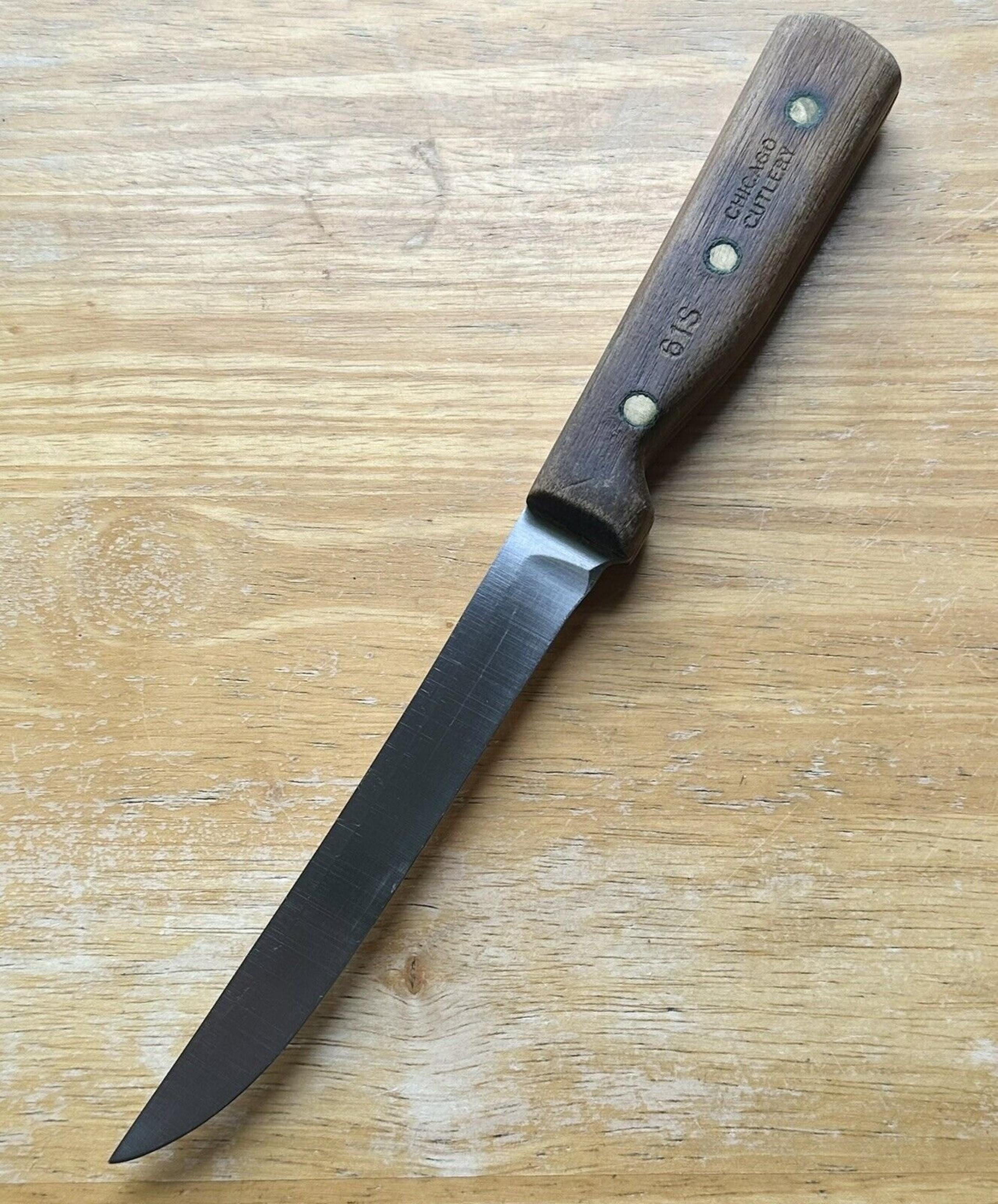Vtg CHICAGO CUTLERY 6” Blade Stainless Full Tang Boning Knife w/ Wood Handle