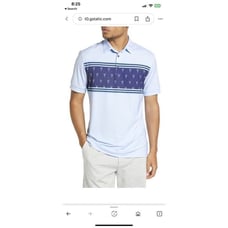 Mizzen+Main Polo Shirt Mens Size Medium Blue Striped Lobster Print NWT 98
