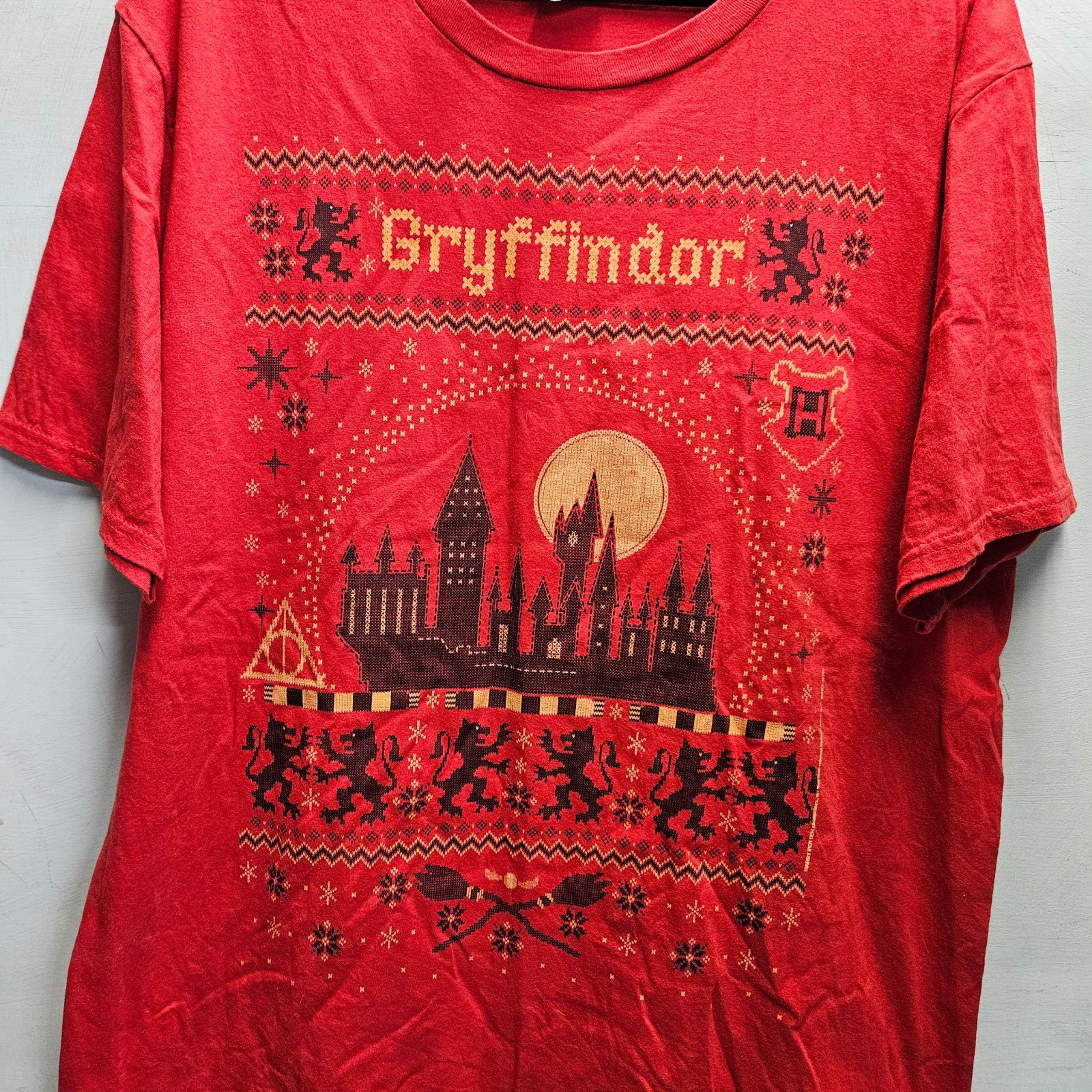 Gryffindor Harry Potter Christmas holiday season graphic tee shirt mens large