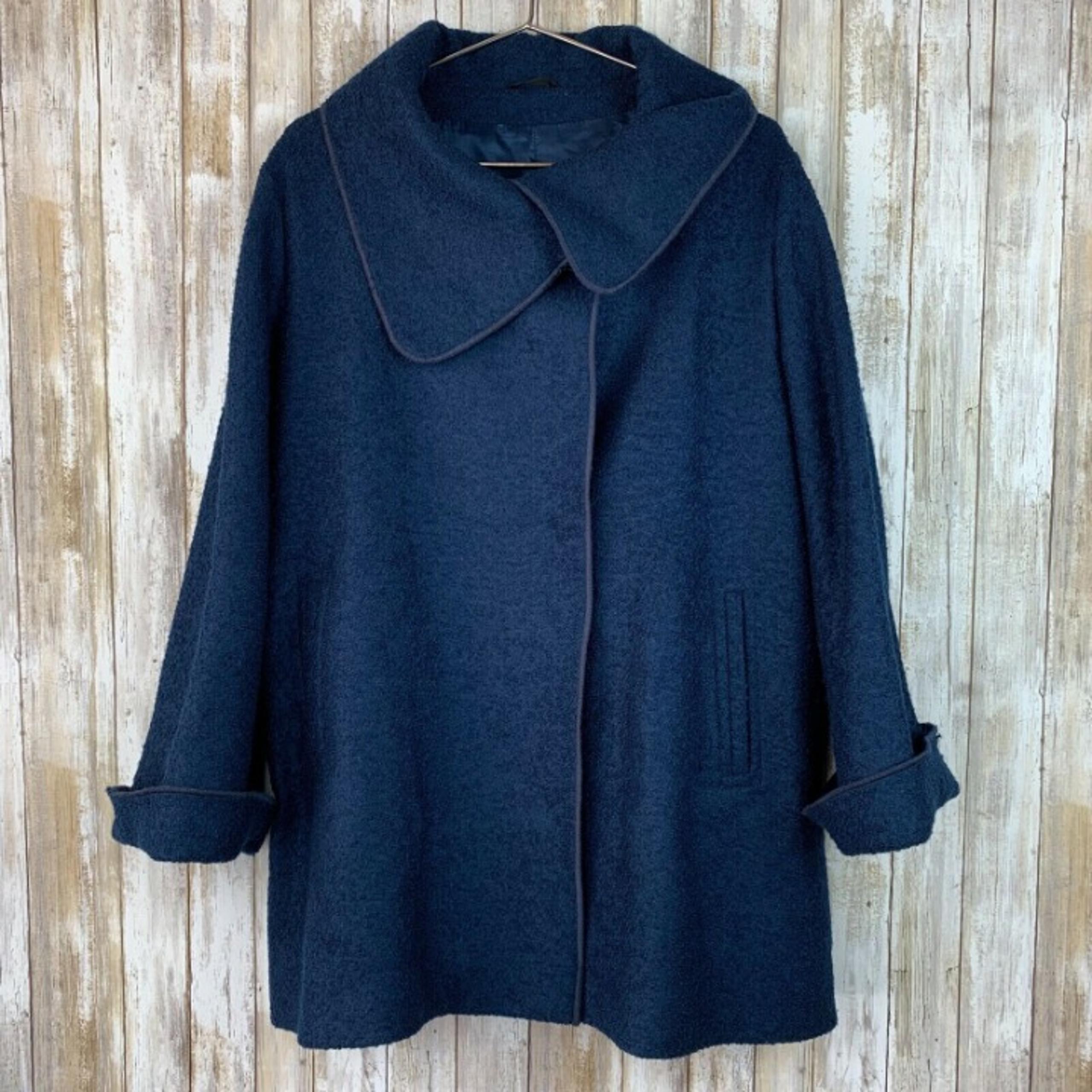 Cinzia Rocca Wool Blue Cowl Neck Coat M