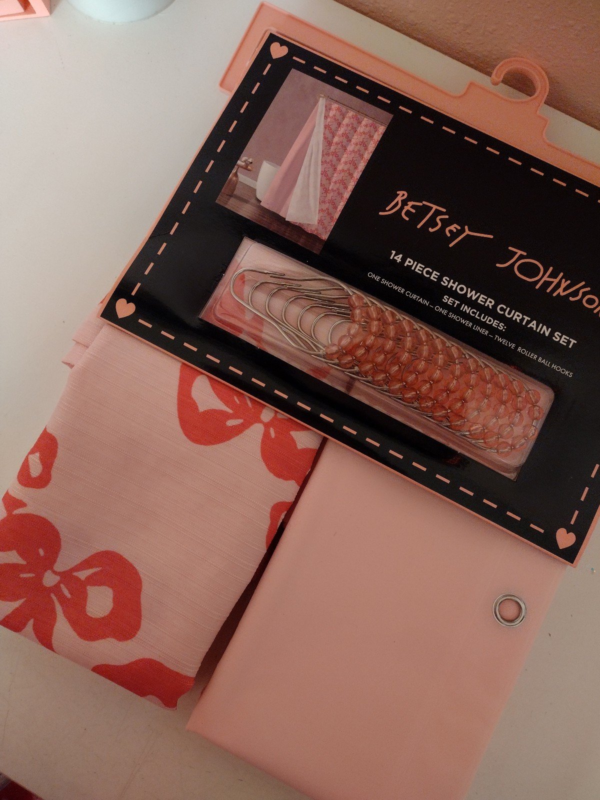 Betsey Johnson Bows Shower Curtain Set NEW