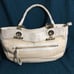 Elaine Turner Cream Leather Snake Texture Woven Bag