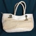Elaine Turner Cream Leather Snake Texture Woven Bag