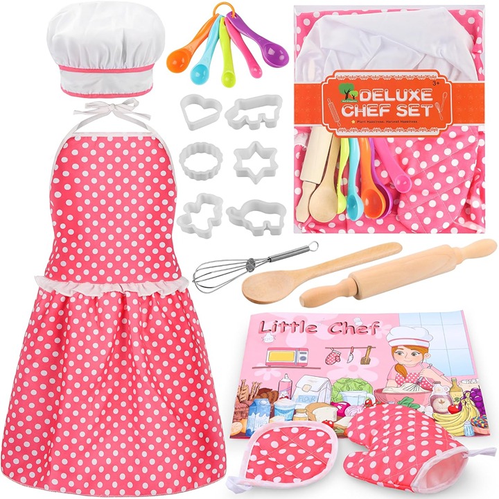 19Pcs, Kids Chef Role Play Costume Set