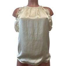 NEW La Fuori Silk Luxury Sleeveless Ruffled Open Strapped Back Blouse