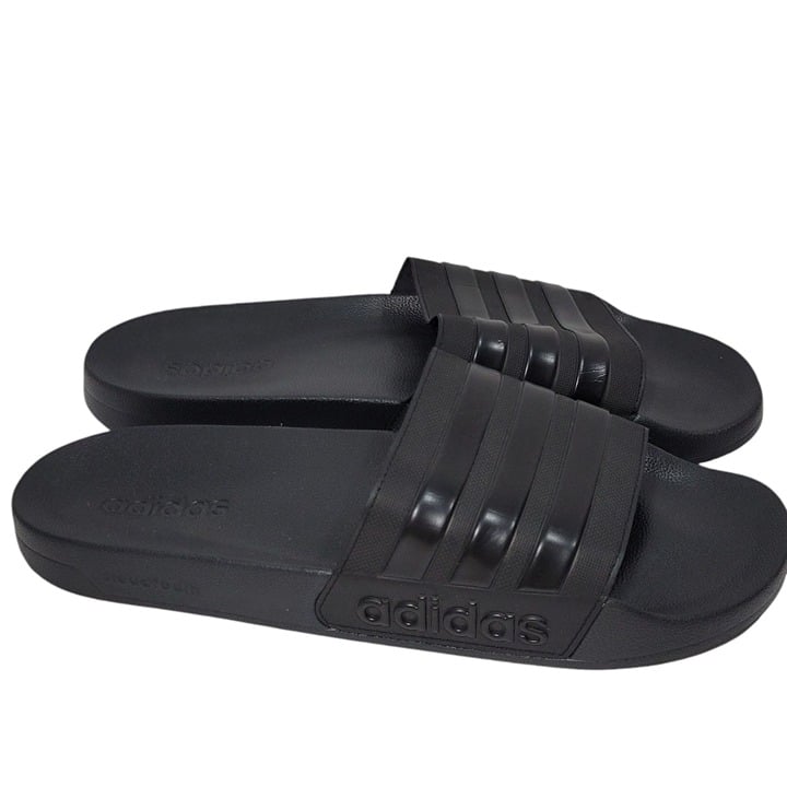 Adidas Adilette Slides Mens Size 18 Black 3 Stripe Shoes Sandals Beach Water NEW