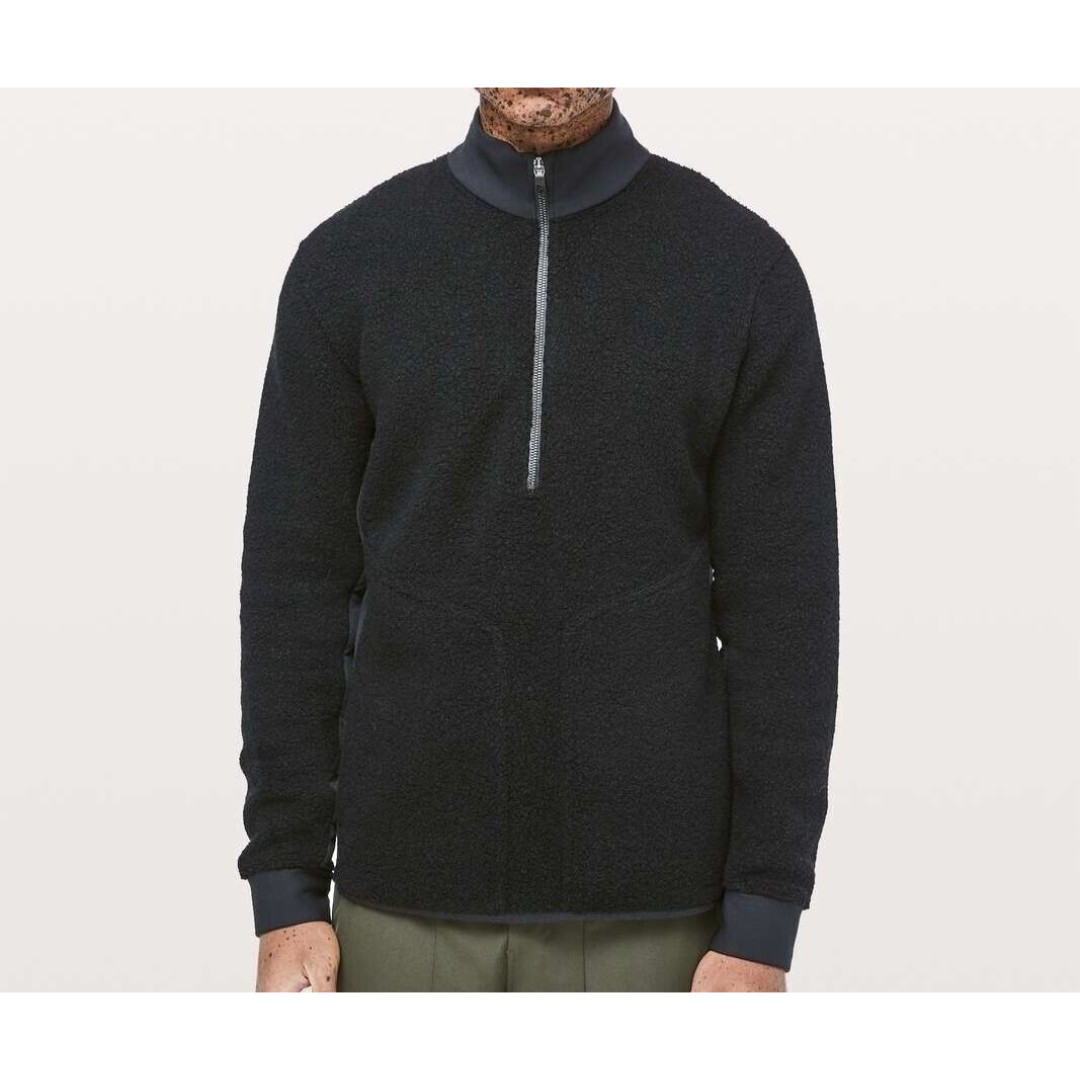 Lululemon Tundra Trek Wool Blend Sherpa 1/2 Zip Pullover Black Size M