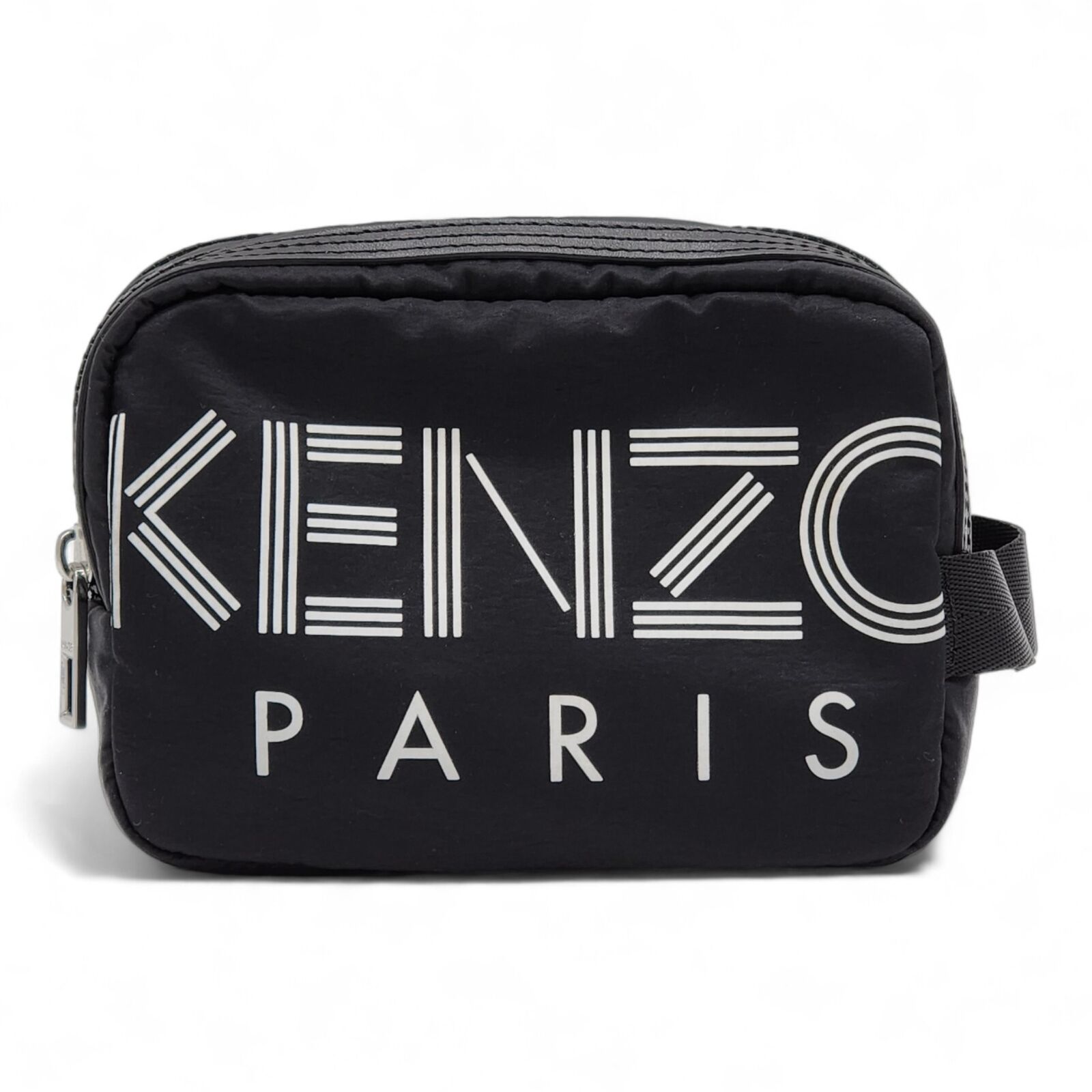 Kenzo Double Zip Logo Print Nylon Clutch | Black | NEW