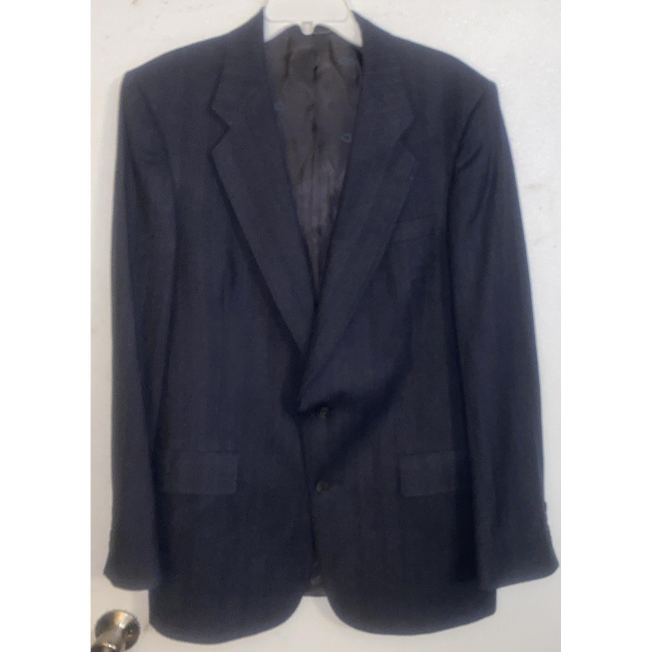 Vintage Union Made Christian Dior Monsieur 2 Piece Wool Men Grey Pin Stripe 42L