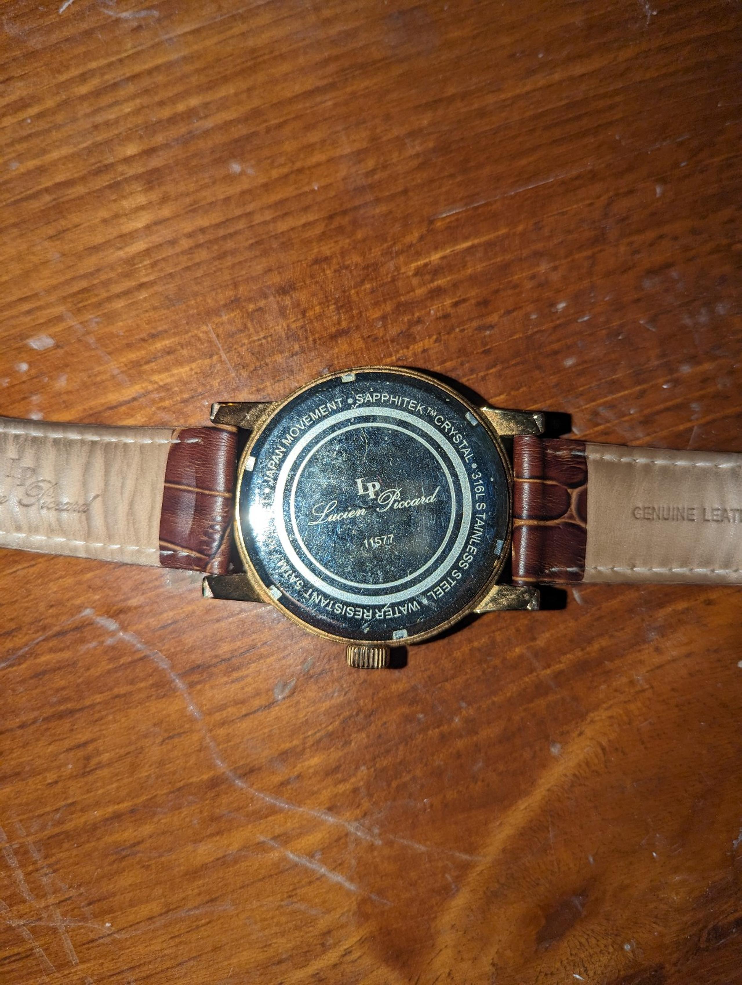 Lucian Picard 11577. Stockhorn Men's Gold Stainless Steel Quartz Leather Watch.