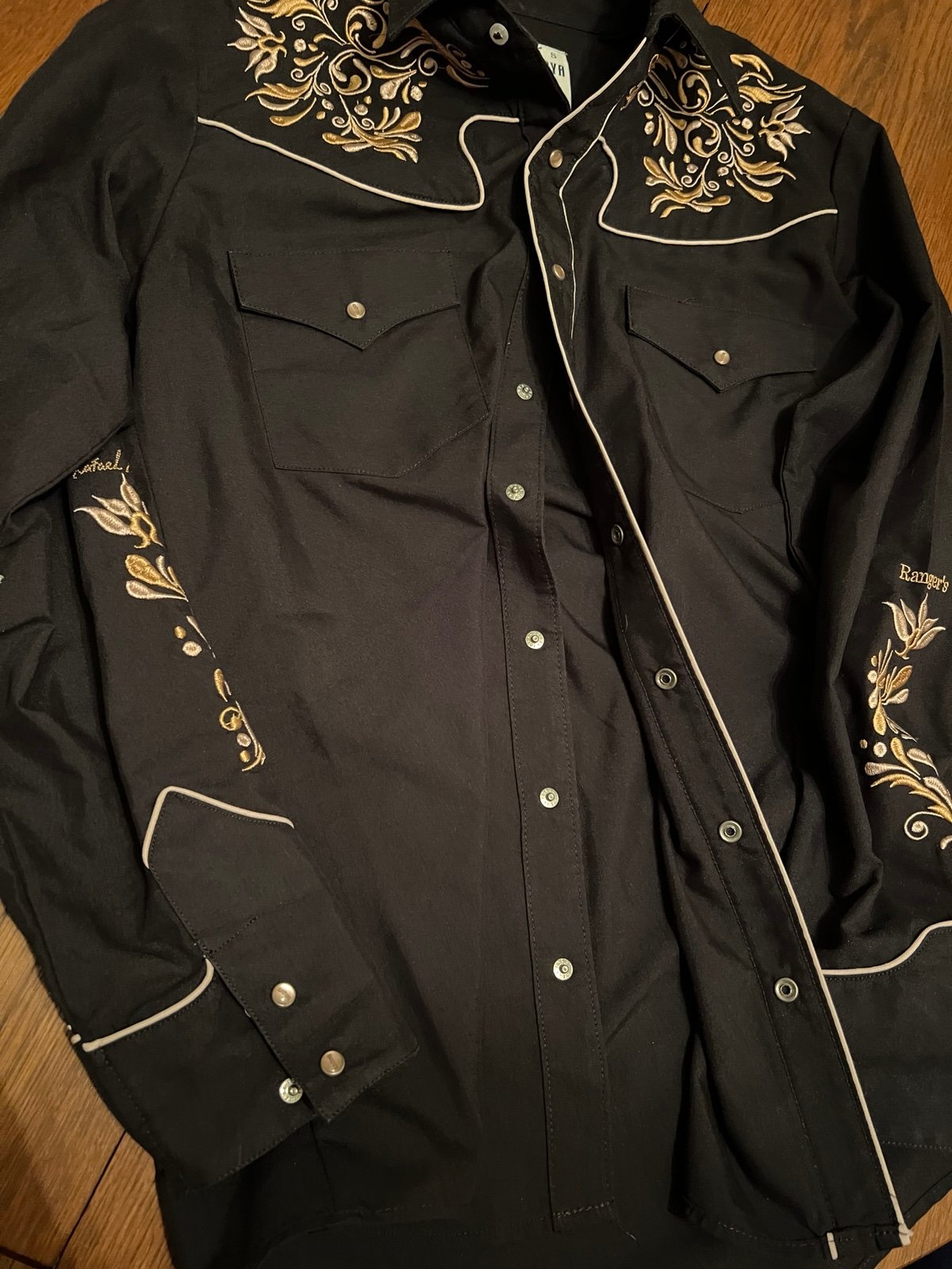 New Rafael Amaya Rangers Black Western Wear Shirt W Ranger Snaps