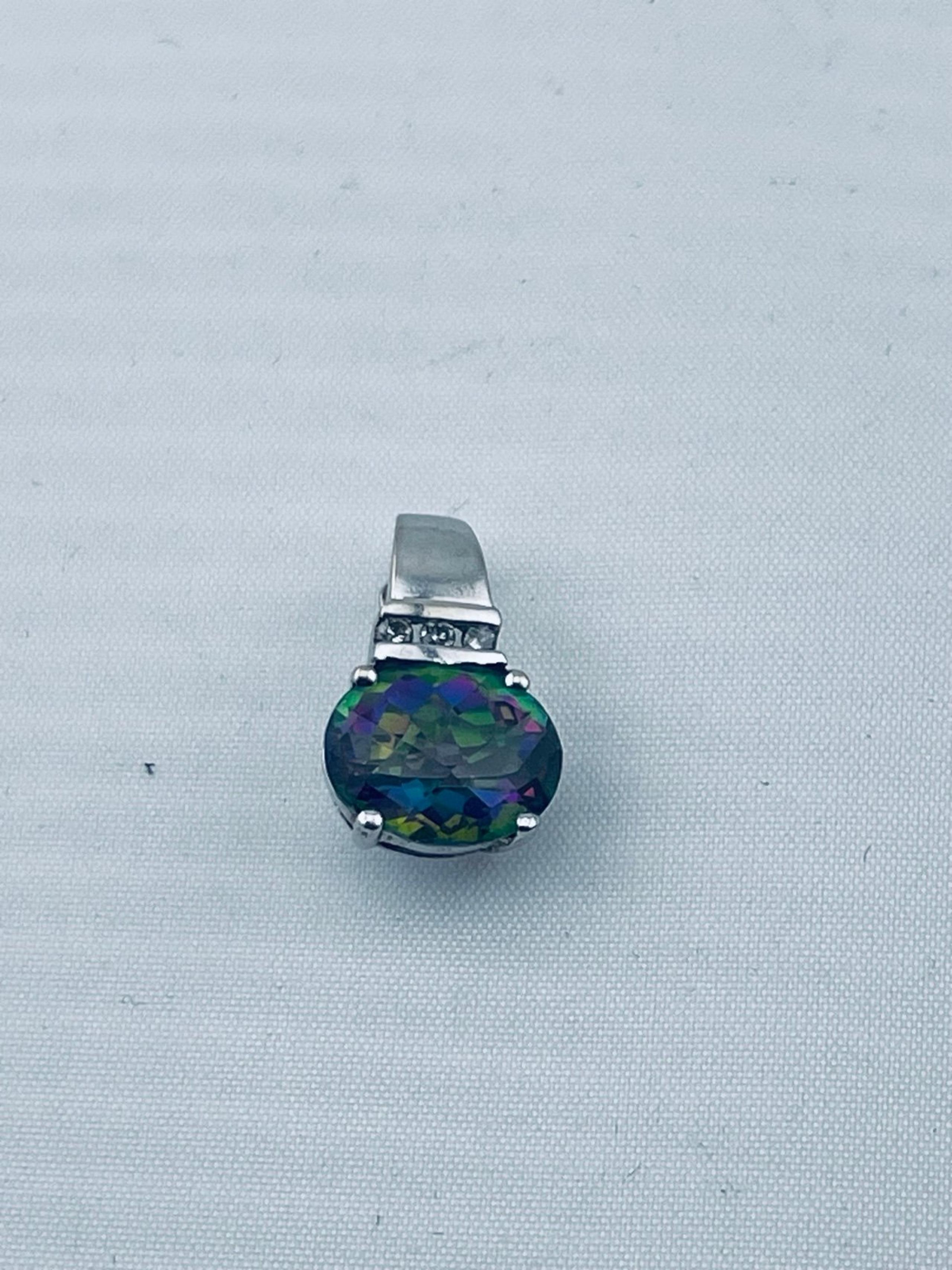 Vintage mystique, topaz and diamond slider pendant 14 karat yellow gold