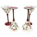 Vintage Pier One Imports Red Stem & Base Gold Leaf Martini Glasses Hand Blown