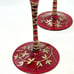 Vintage Pier One Imports Red Stem & Base Gold Leaf Martini Glasses Hand Blown