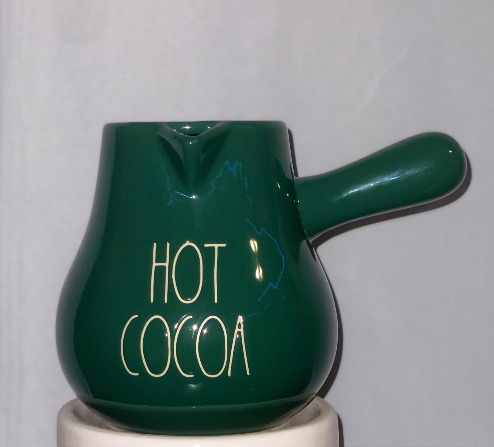 Rae Dunn christmas green cocoa pot