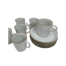 Lot of 6 Fukagawa for Tiffany Demitasse Porcelain Cup Saucer Sets White Gold Gil