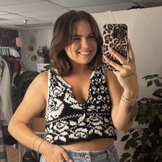 Free People Rosie Cropped Sweater Vest Black Size Small